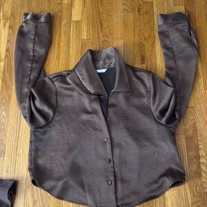 Zara cropped satin shirt